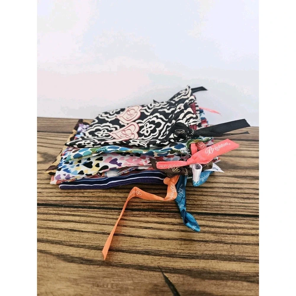 Brighton Jewelry Dust Bags Lot of 7 Drawstring Pouches Colorful Hearts Leopard